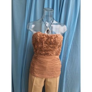 Bebe Blush/Tan Rosette Corset Top